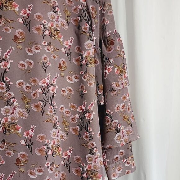 Lulus gray & mauve Ling sleeve mini dress - Picture 5 of 6